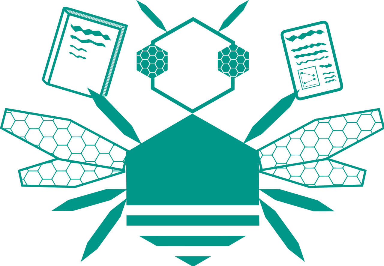 HexBee with manuscripts in hand